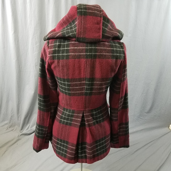 Aeropostale red buffalo check double breasted jacket with hood sz SP dark red - Picture 3 of 12